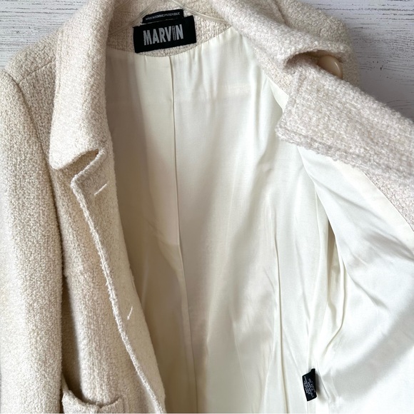 MARVIN RICHARDS Wool Tweed Cream Large Button Twee Pea Coat M - Picture 10 of 12